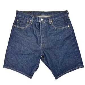 Levis 501 Original Men 30 Dark Indigo Denim Shorts Button Fly 36512-0201 Blue
